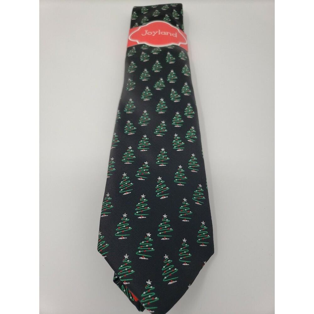 Joyland Holiday Christmas Tree Tie Black Background
